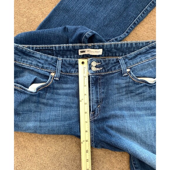 Levis 529 Curvy Bootcut Jeans Womens 32x30 Flap Pocket Stretch Flare Blue Denim - Picture 5 of 7